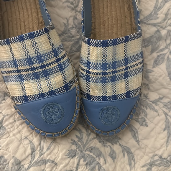 Tory Burch Blue and Cream Plaid Espadrilles - Picture 2 of 3